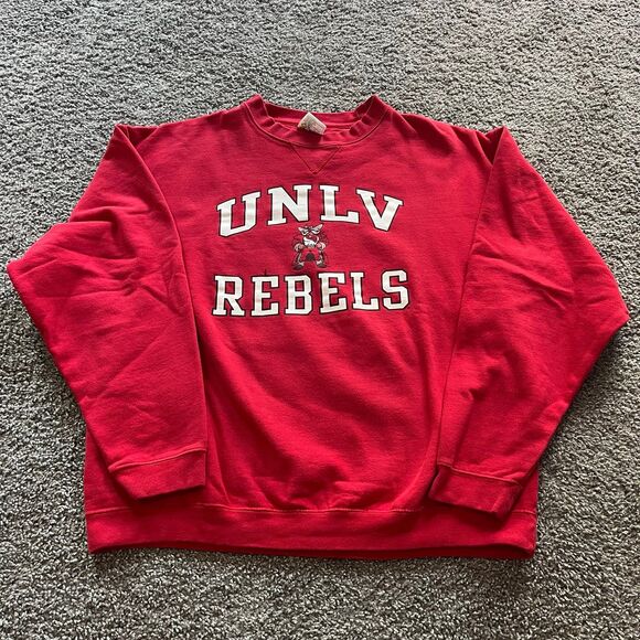 Vintage UNLV Runnin Rebels Crewneck Sweatshirt Pullover Red Size Large 90s - Picture 1 of 7
